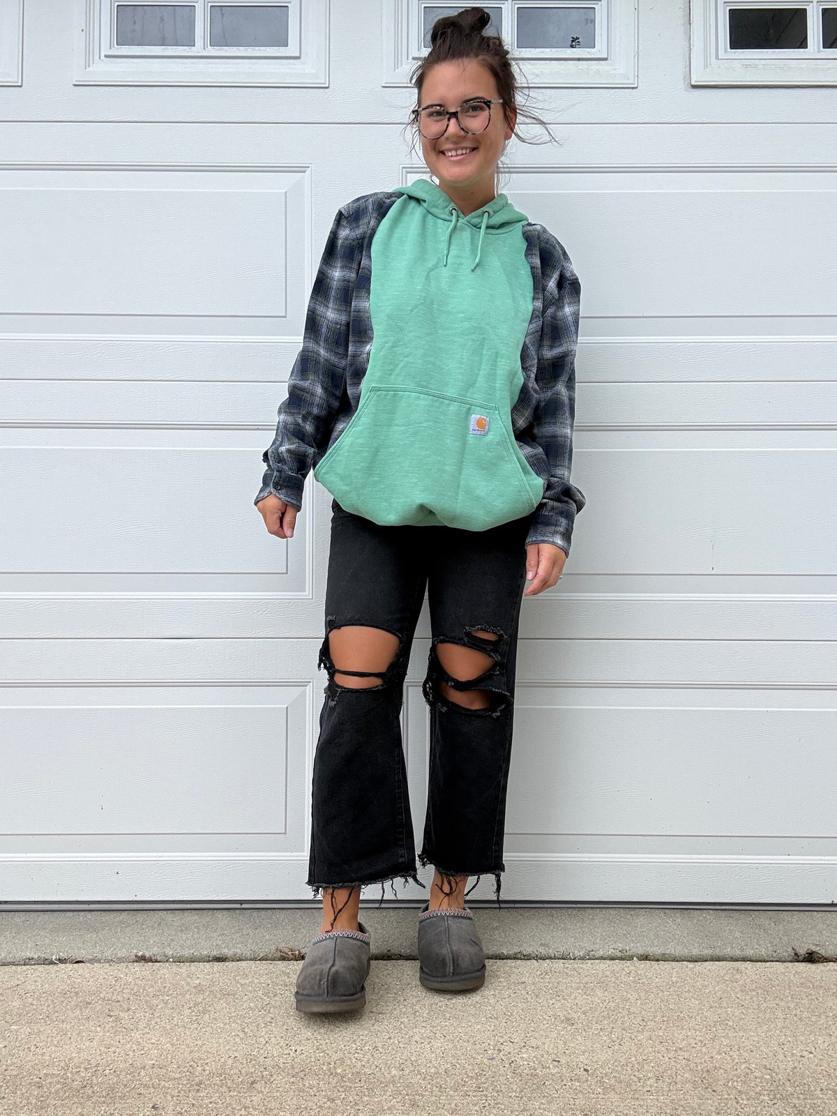 Flannel hoodie (L)