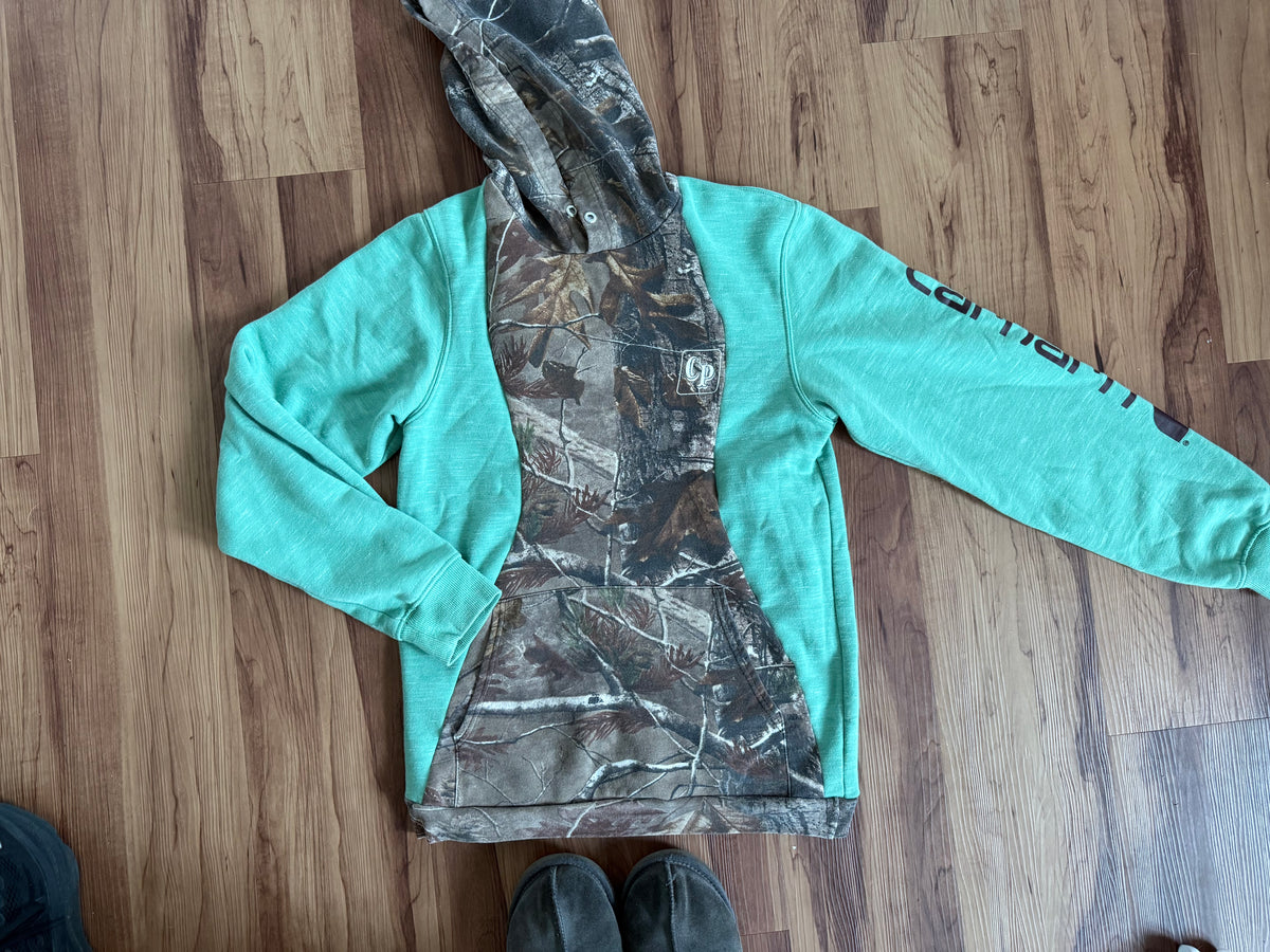 Camo and green hoodie (XS/S)